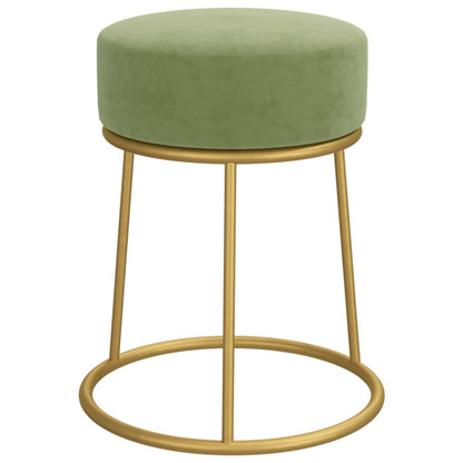 Hocker Rond Mosterd Groen Fluweel