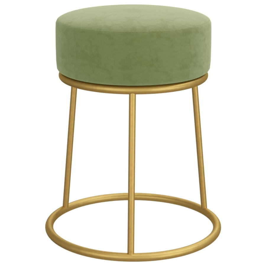 Hocker Rond Mosterd Groen Fluweel