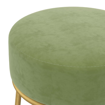 Hocker Rond Mosterd Groen Fluweel