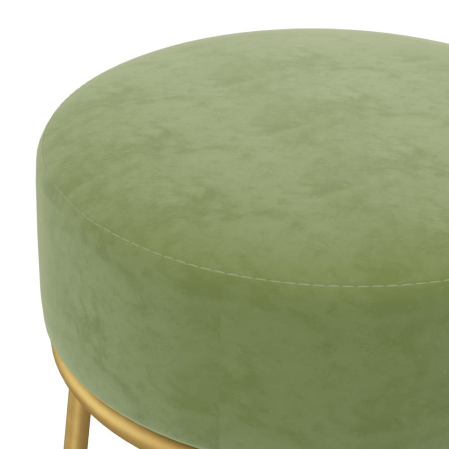 Hocker Rond Mosterd Groen Fluweel