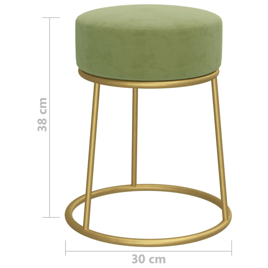 Hocker Rond Mosterd Groen Fluweel