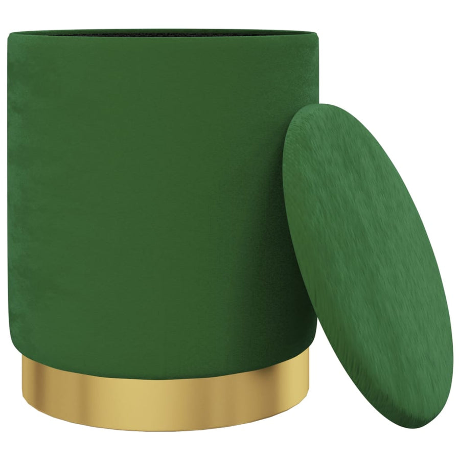 Hocker Met Opbergruimte Rond Fluweel Groen 1