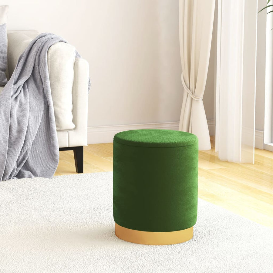 Hocker Met Opbergruimte Rond Fluweel Groen 1