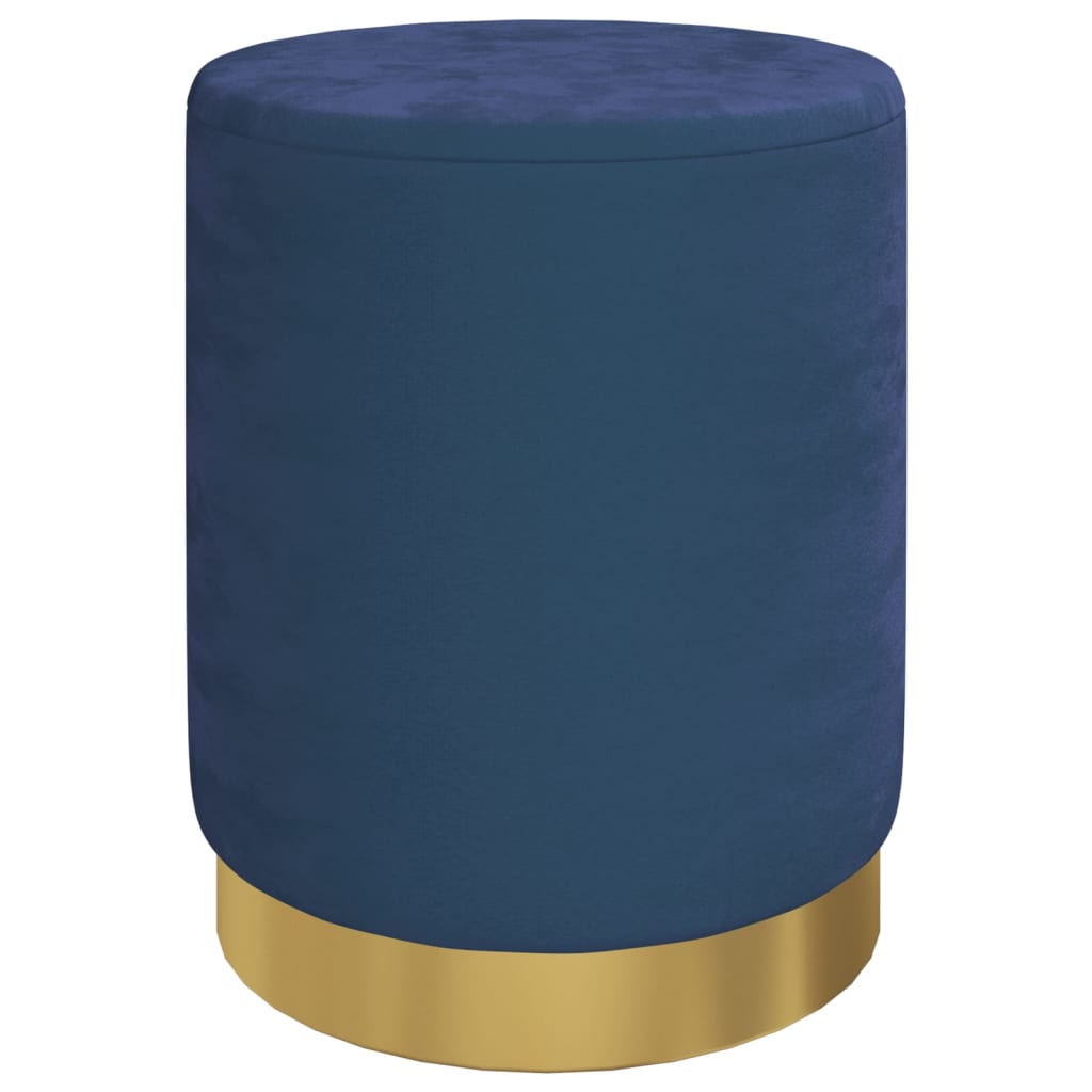 Hocker Met Opbergruimte Rond Fluweel Blauw