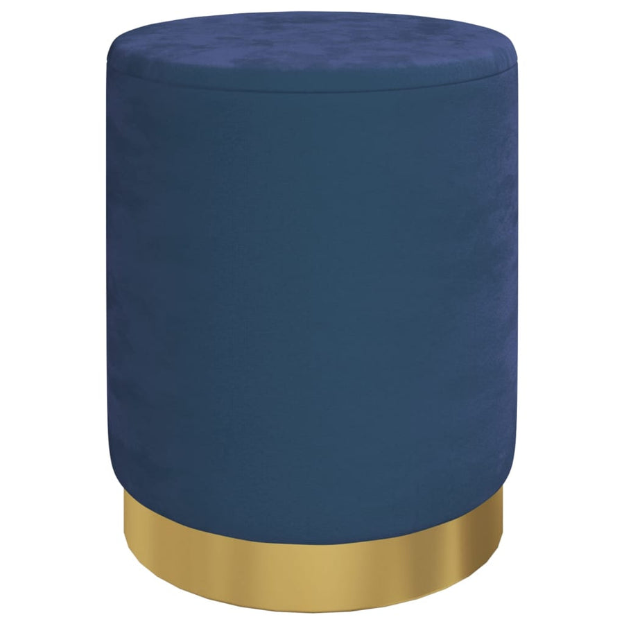 Hocker Met Opbergruimte Rond Fluweel Blauw