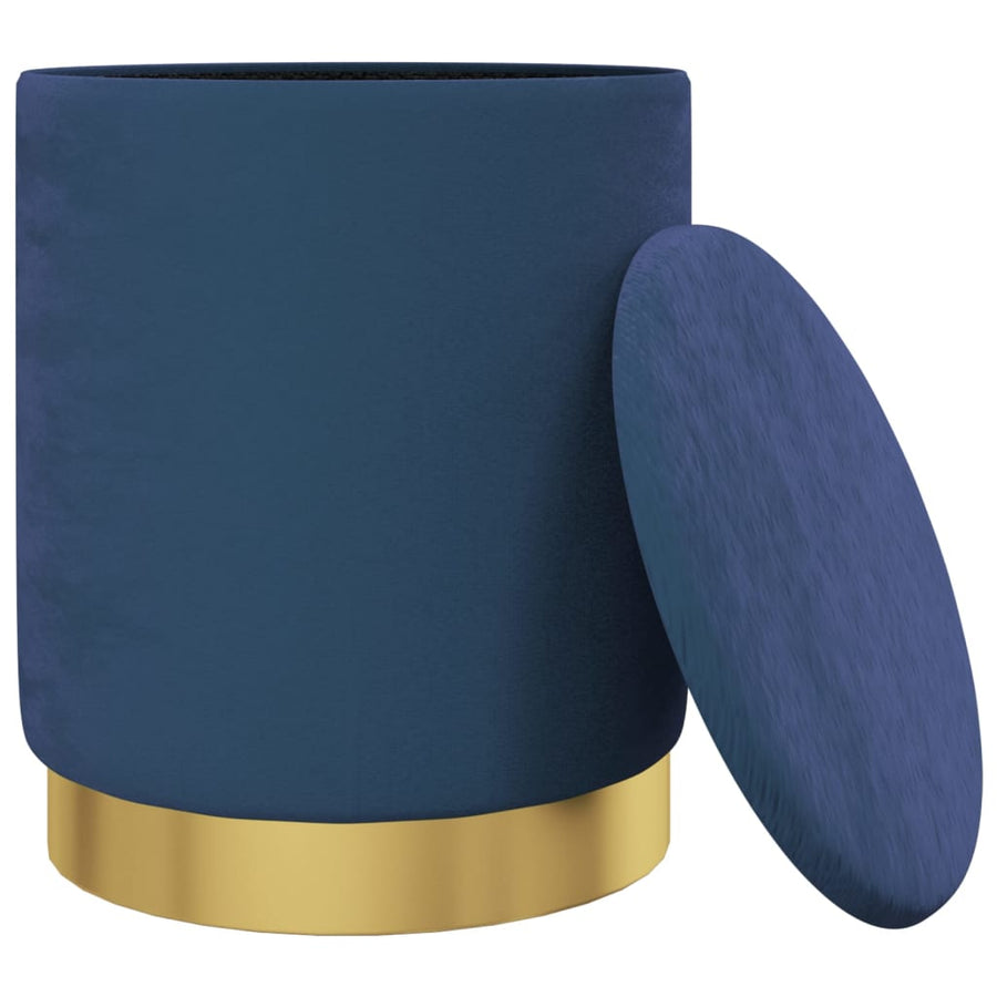 Hocker Met Opbergruimte Rond Fluweel Blauw