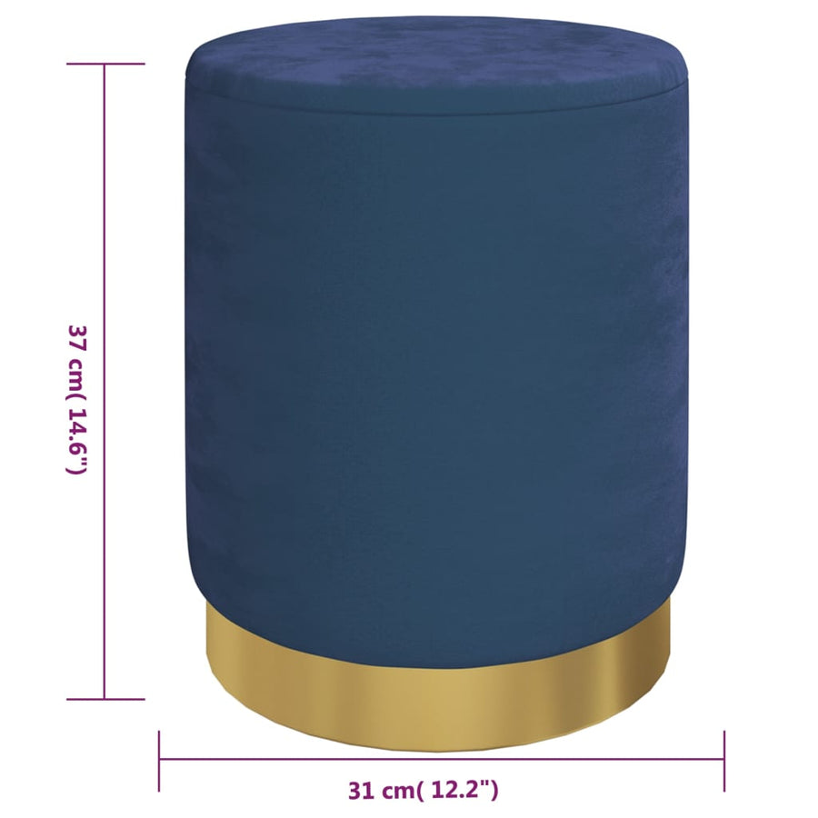 Hocker Met Opbergruimte Rond Fluweel Blauw