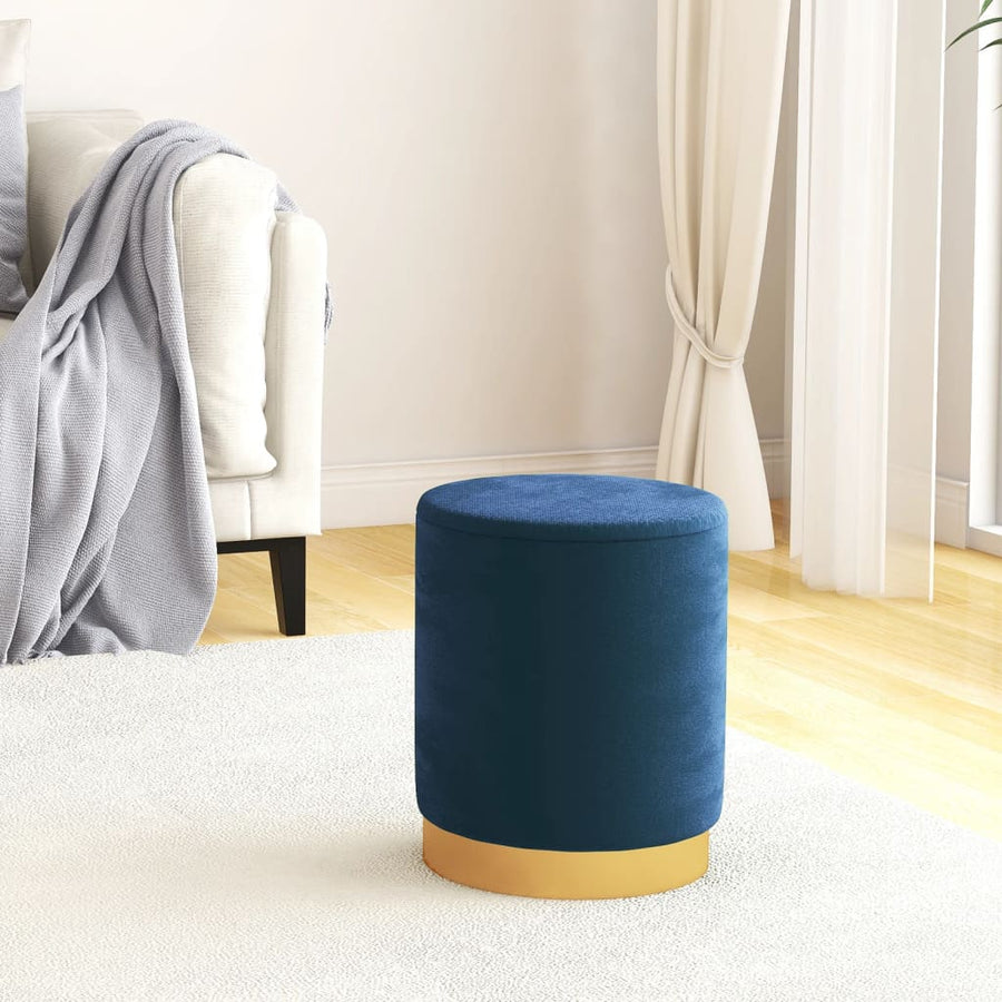 Hocker Met Opbergruimte Rond Fluweel Blauw