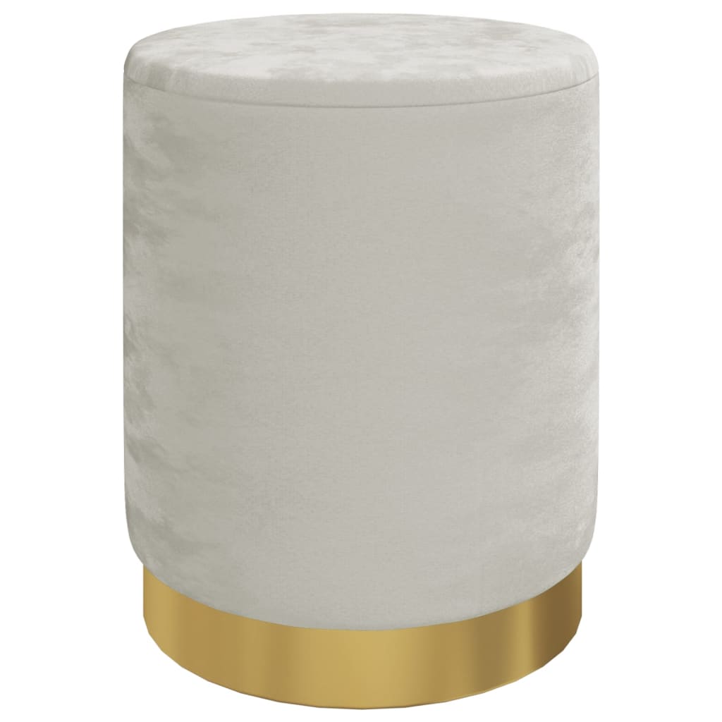 Hocker Met Opbergruimte Rond Fluweel Lichtgrijs