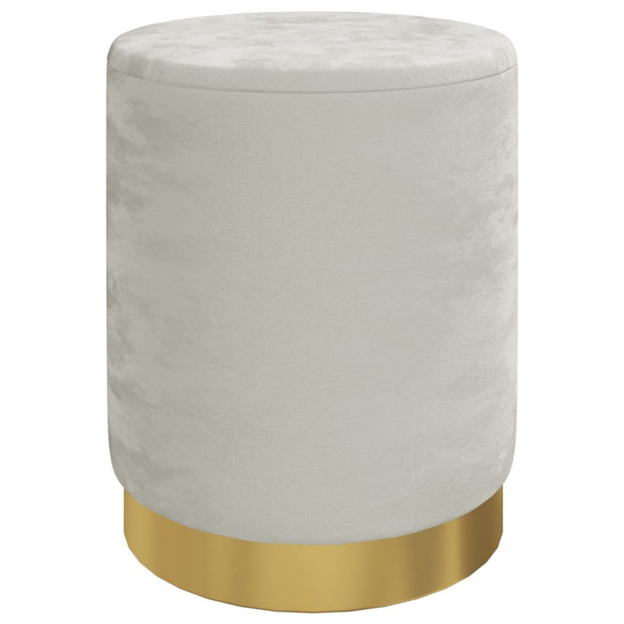 Hocker Met Opbergruimte Rond Fluweel Lichtgrijs
