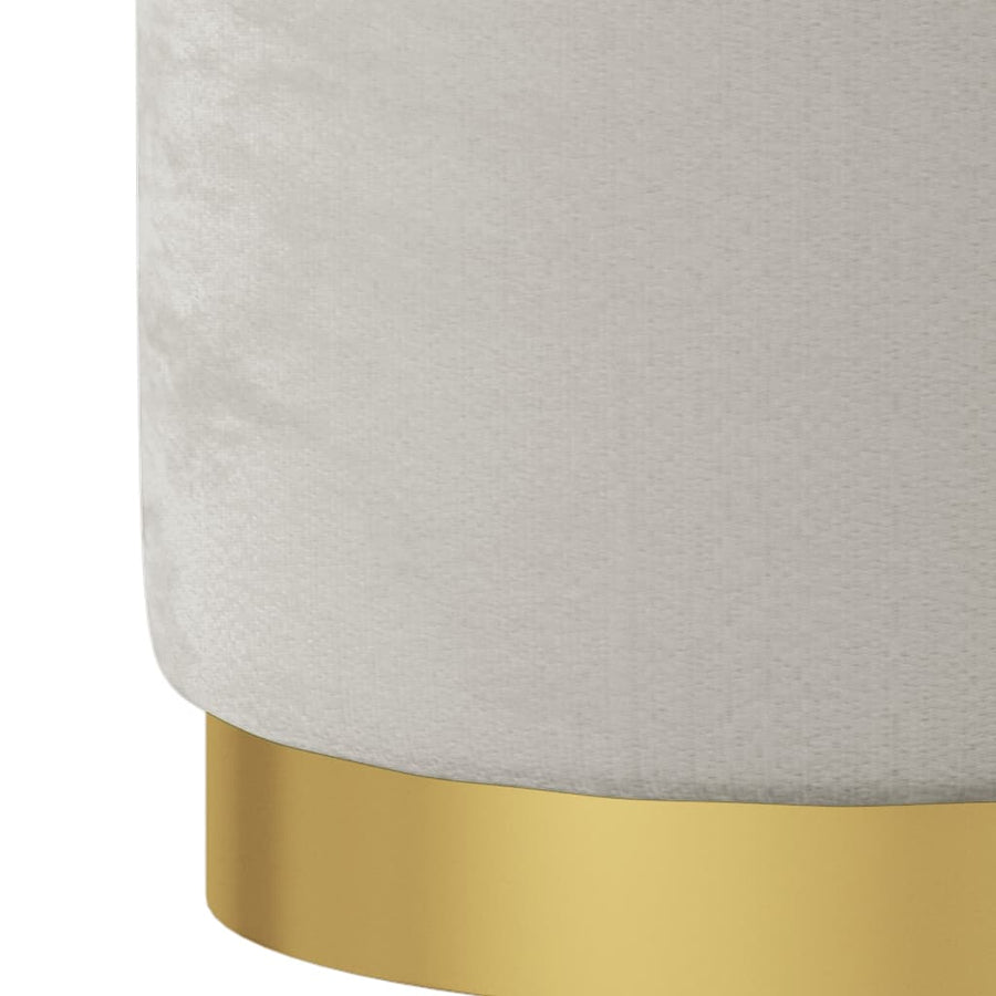 Hocker Met Opbergruimte Rond Fluweel Lichtgrijs