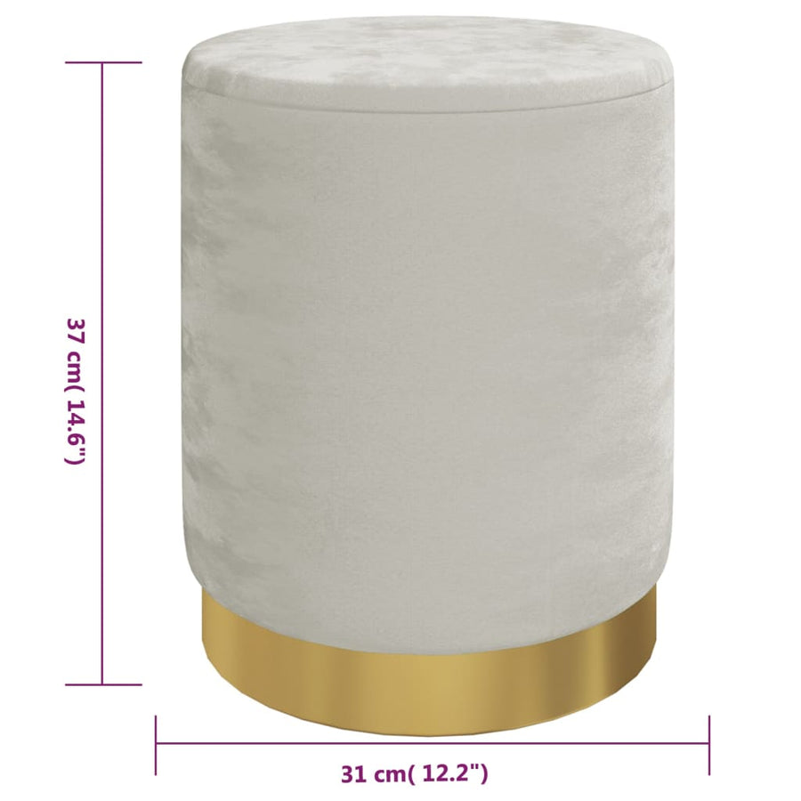 Hocker Met Opbergruimte Rond Fluweel Lichtgrijs