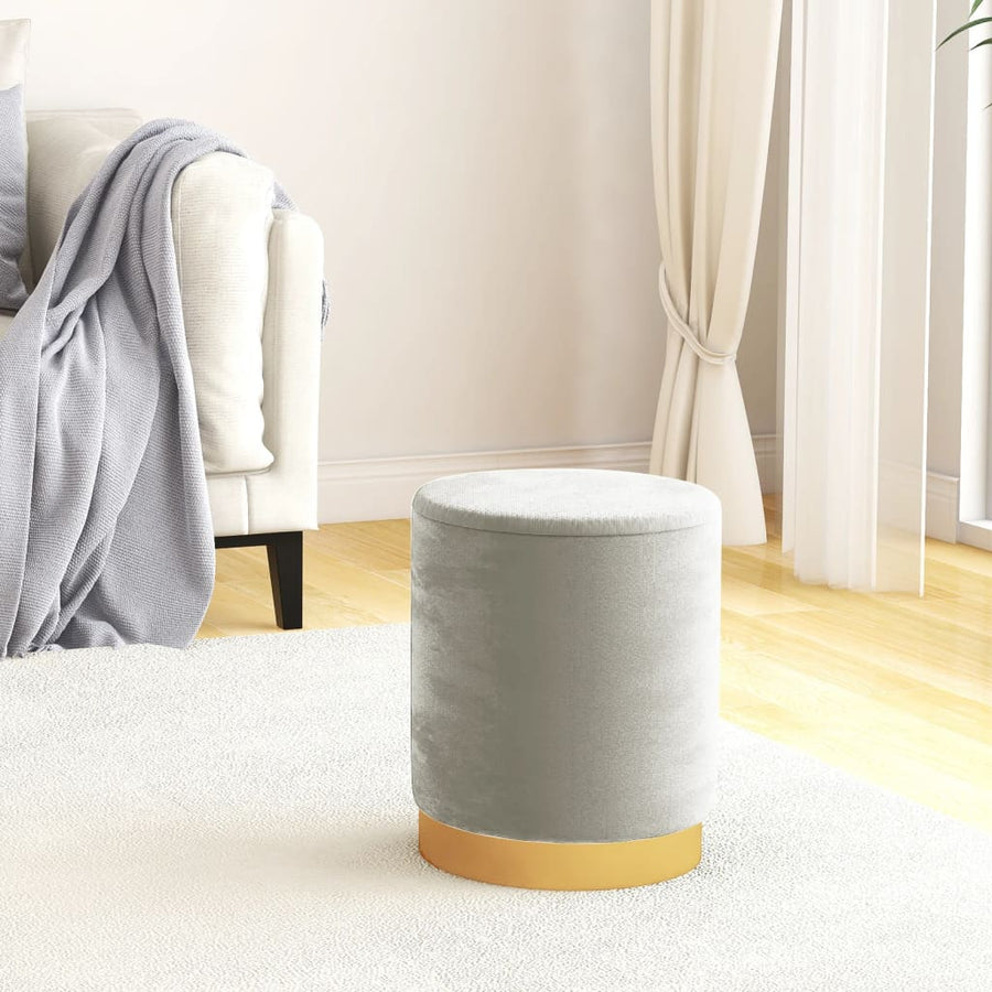 Hocker Met Opbergruimte Rond Fluweel Lichtgrijs
