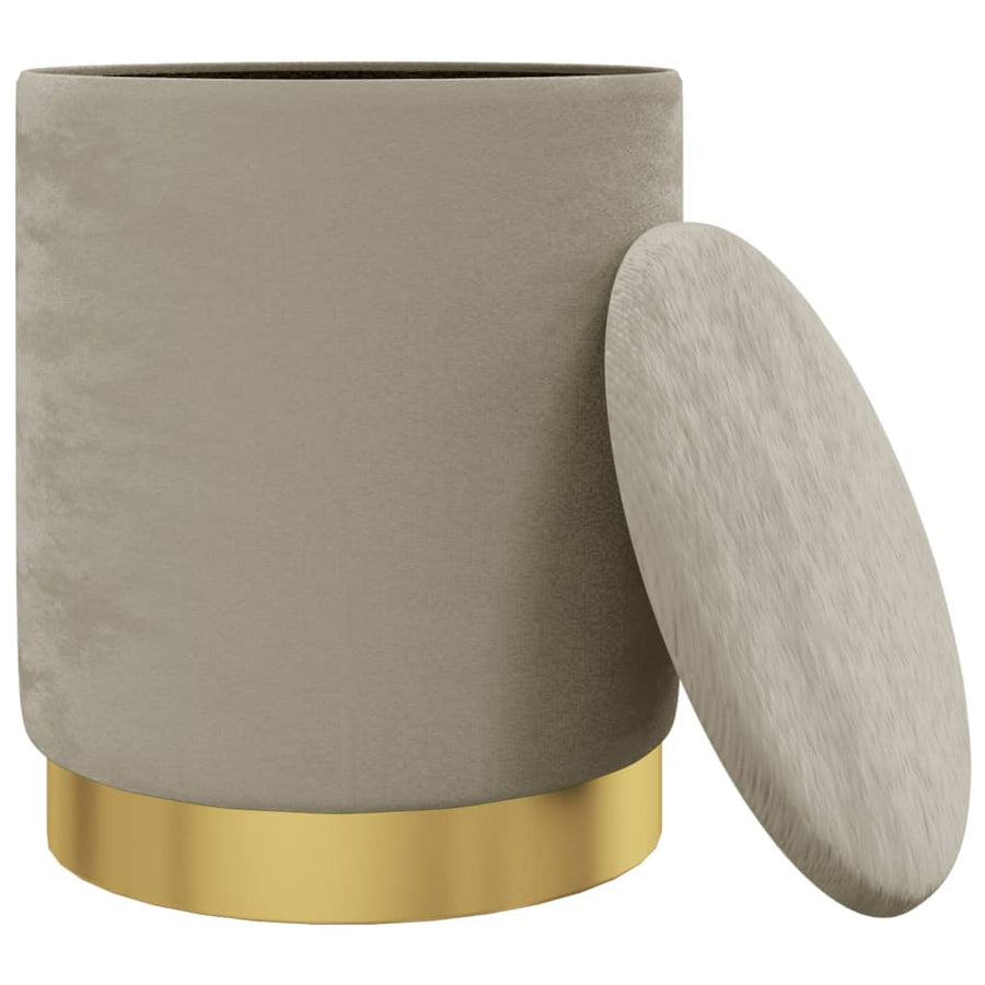 Hocker Met Opbergruimte Rond Fluweel Donkergrijs