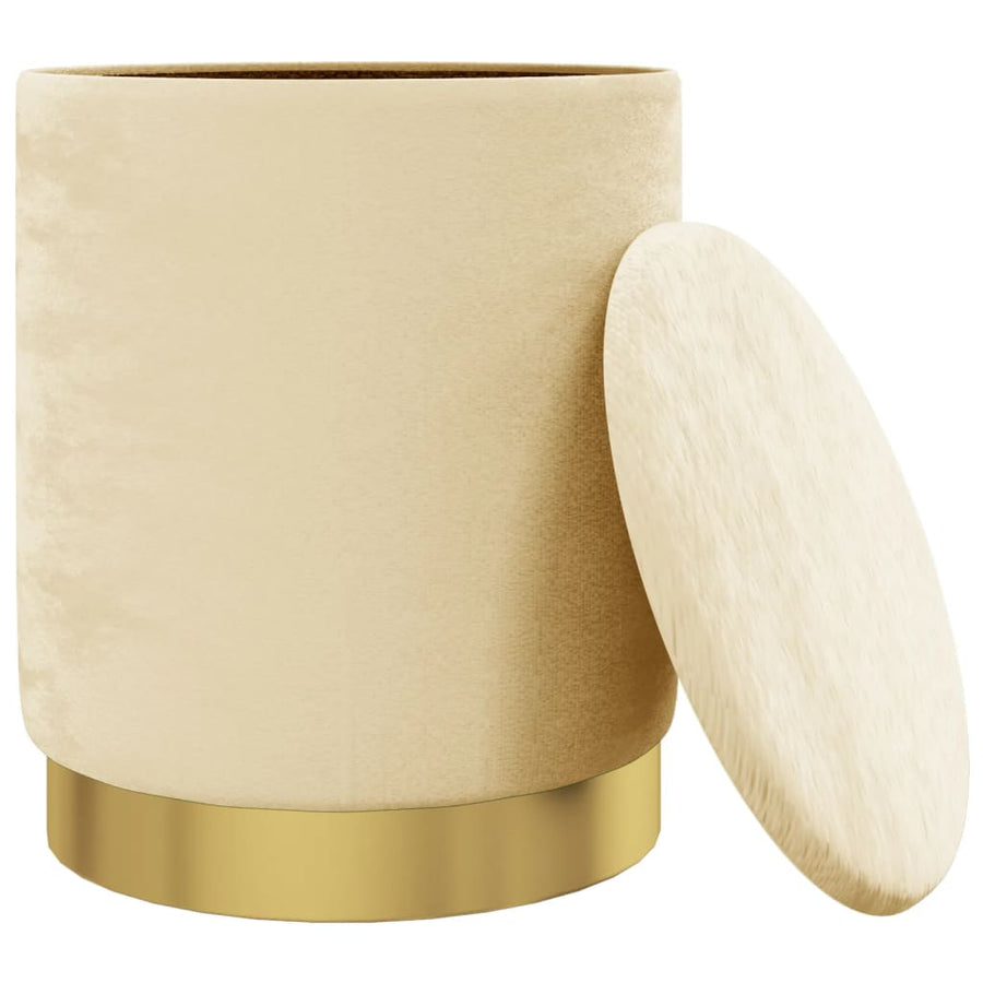Hocker Met Opbergruimte Rond Fluweel Abrikooskleurig