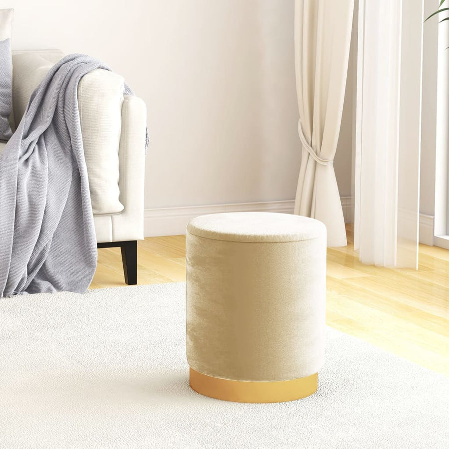 Hocker Met Opbergruimte Rond Fluweel Abrikooskleurig