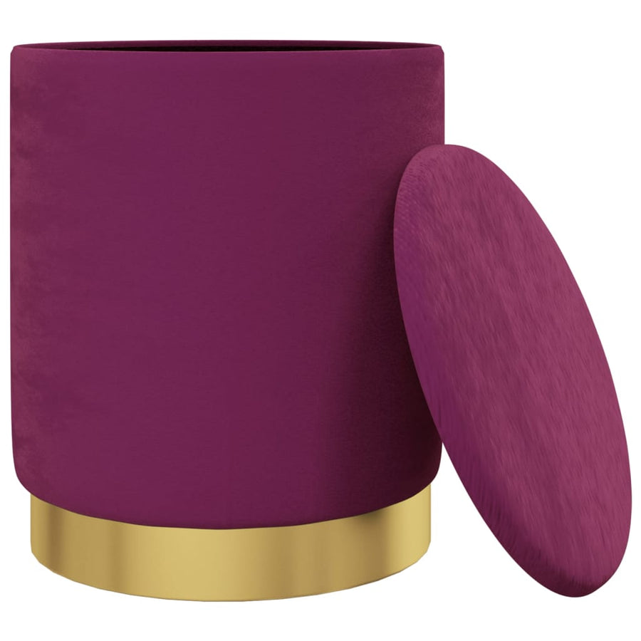 Hocker Met Opbergruimte Rond Fluweel Paars