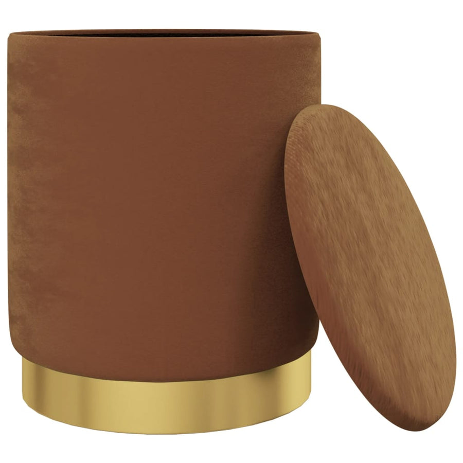 Hocker Met Opbergruimte Rond Fluweel Bruin