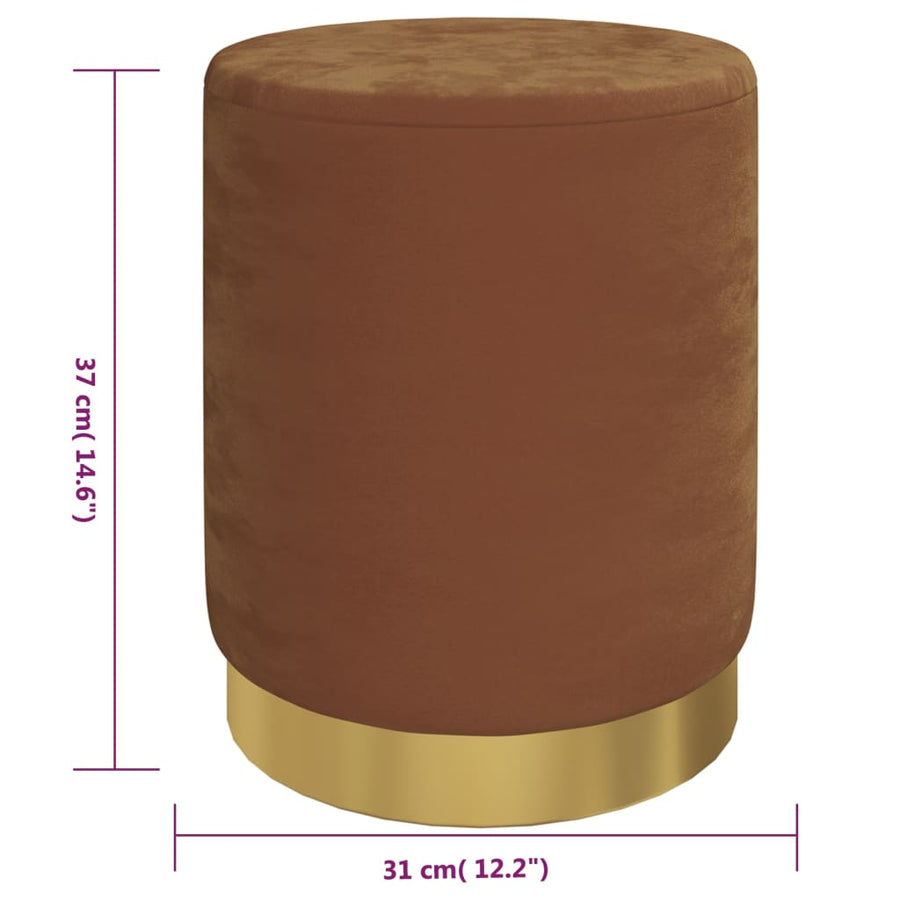 Hocker Met Opbergruimte Rond Fluweel Bruin