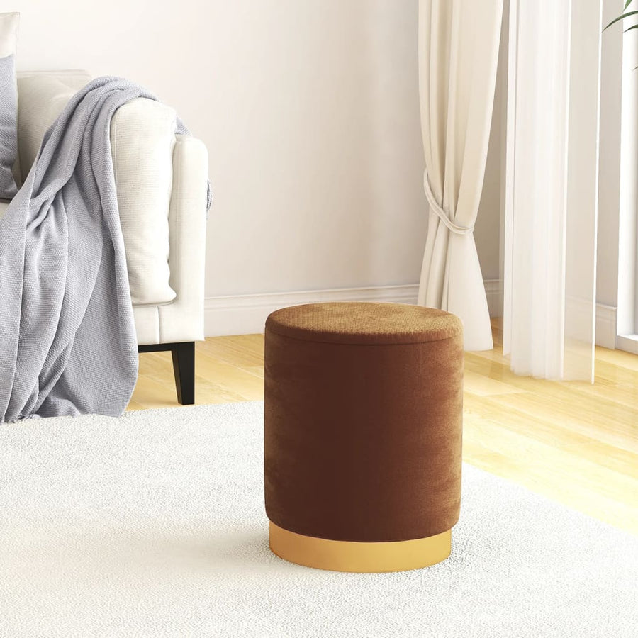 Hocker Met Opbergruimte Rond Fluweel Bruin