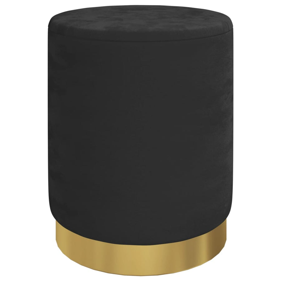 Hocker Met Opbergruimte Rond Fluweel Zwart