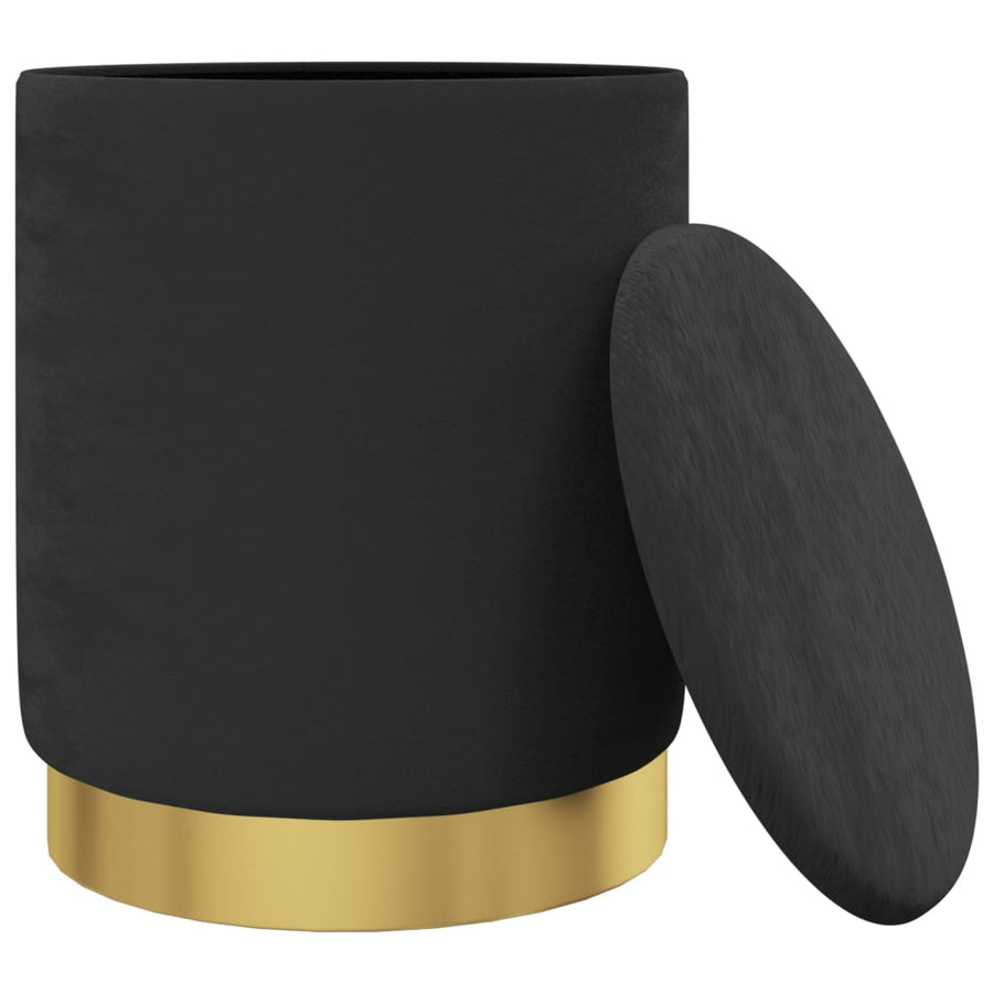 Hocker Met Opbergruimte Rond Fluweel Zwart