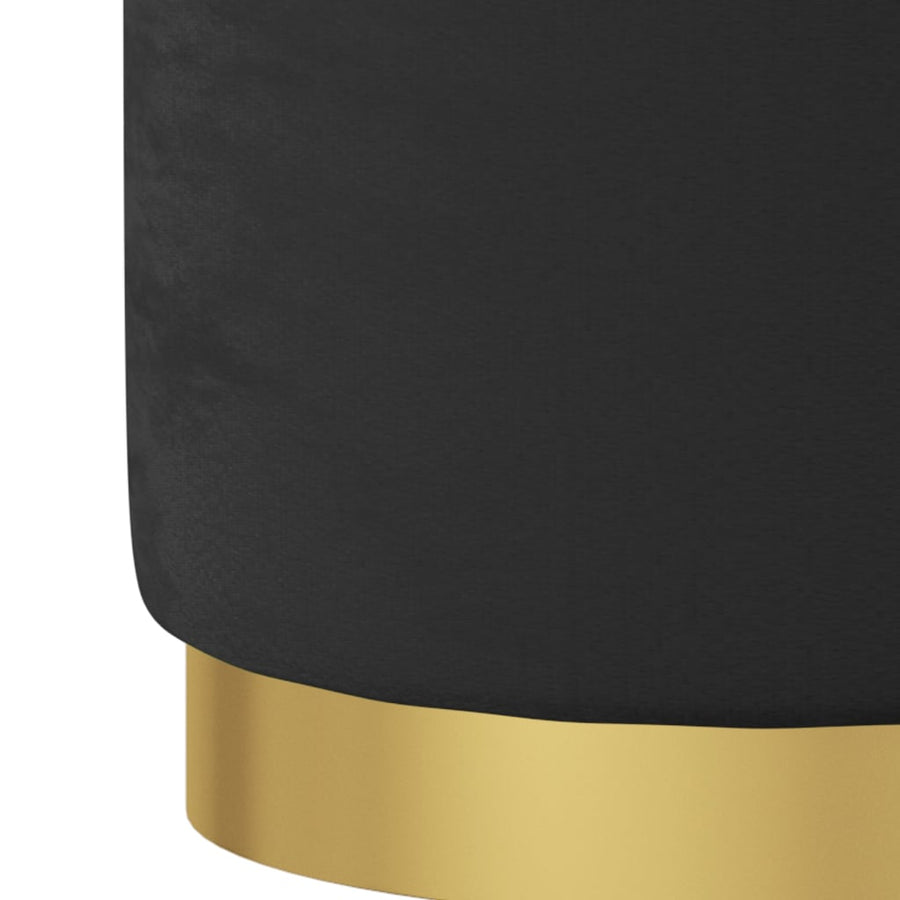Hocker Met Opbergruimte Rond Fluweel Zwart