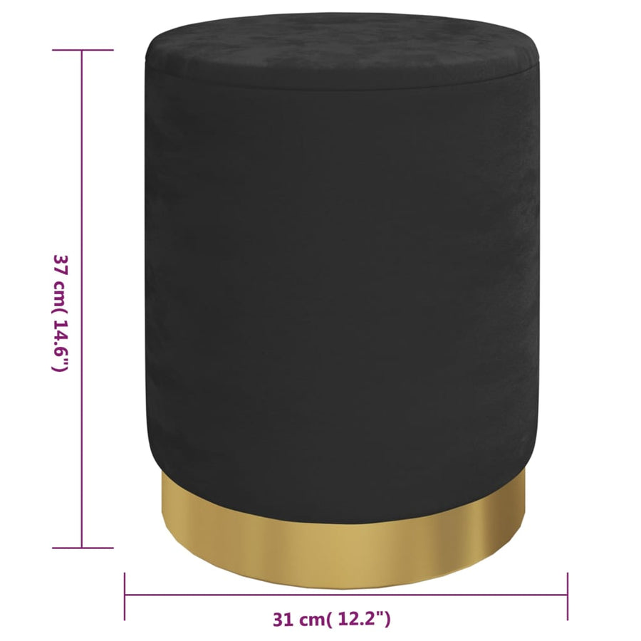 Hocker Met Opbergruimte Rond Fluweel Zwart