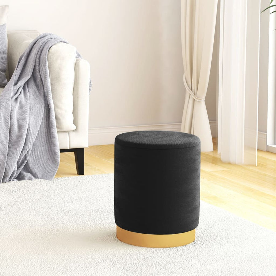 Hocker Met Opbergruimte Rond Fluweel Zwart