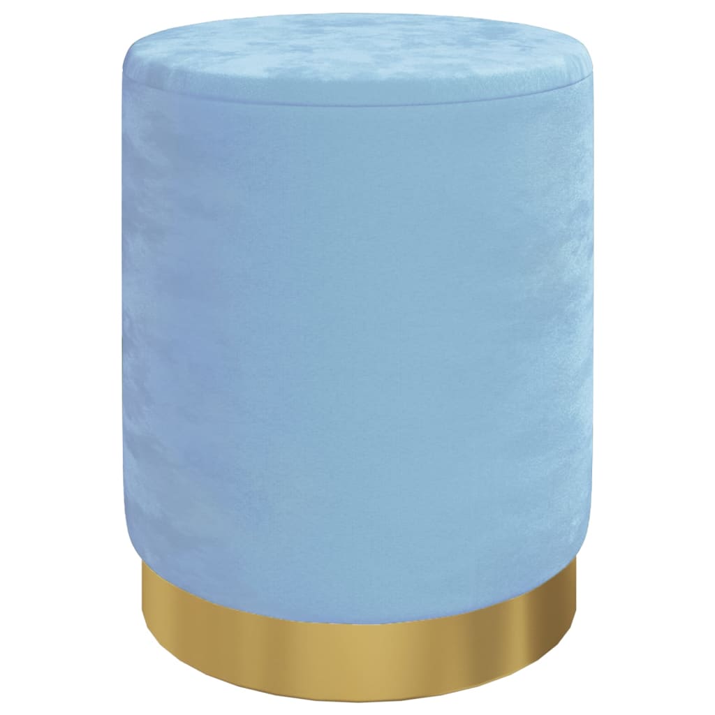 Hocker Met Opbergruimte Rond Fluweel Lichtblauw