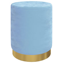 Hocker Met Opbergruimte Rond Fluweel Lichtblauw