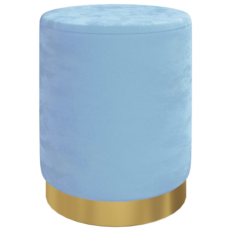 Hocker Met Opbergruimte Rond Fluweel Lichtblauw