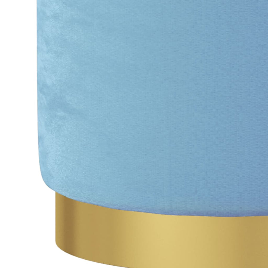Hocker Met Opbergruimte Rond Fluweel Lichtblauw