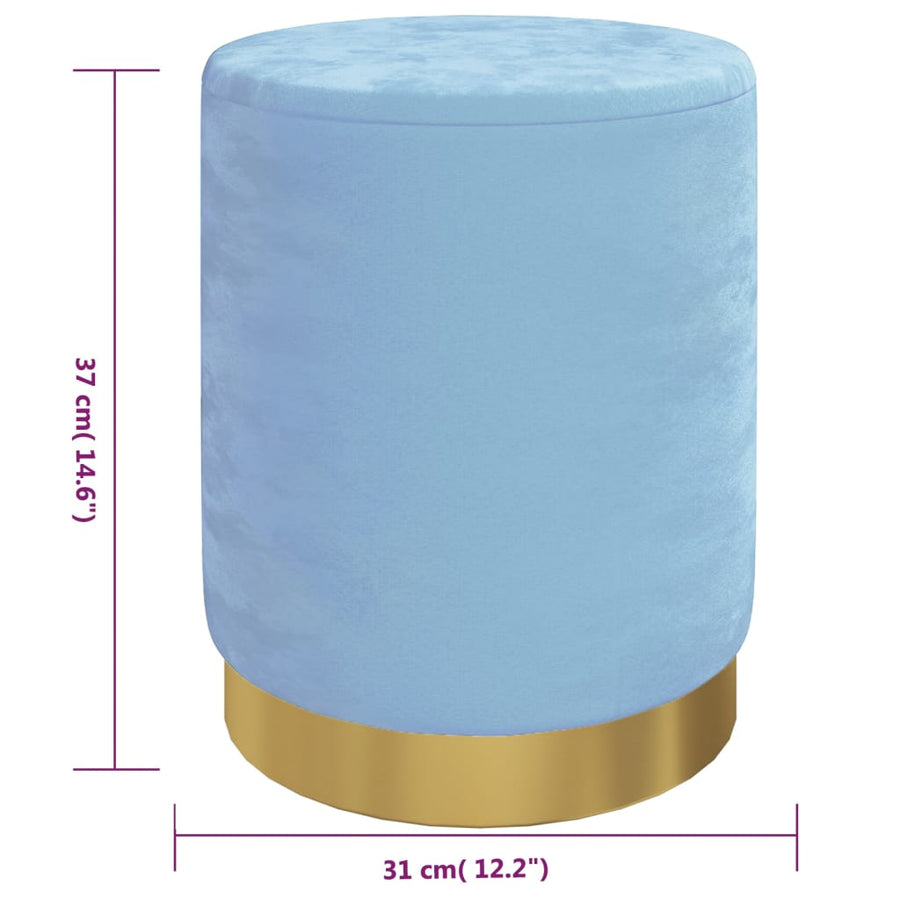 Hocker Met Opbergruimte Rond Fluweel Lichtblauw
