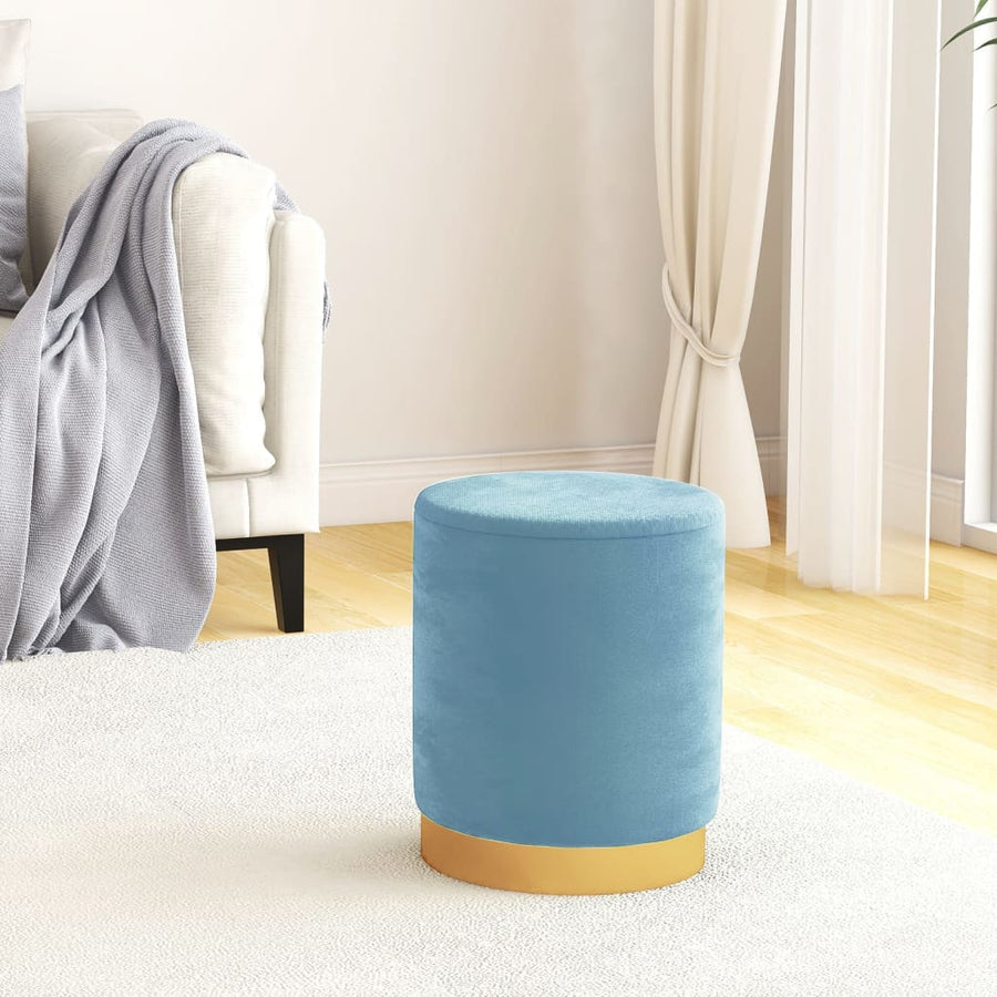 Hocker Met Opbergruimte Rond Fluweel Lichtblauw