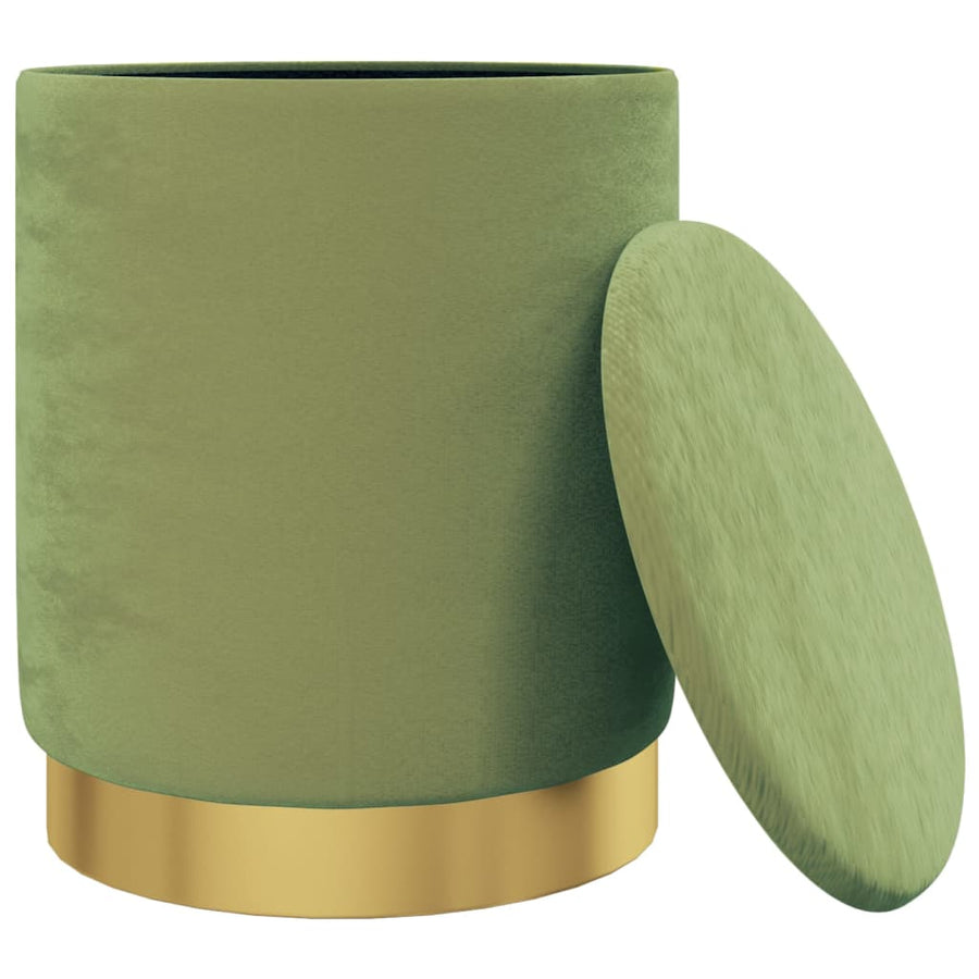 Hocker Met Opbergruimte Rond Fluweel Mosterdgroen Mosterdgeel