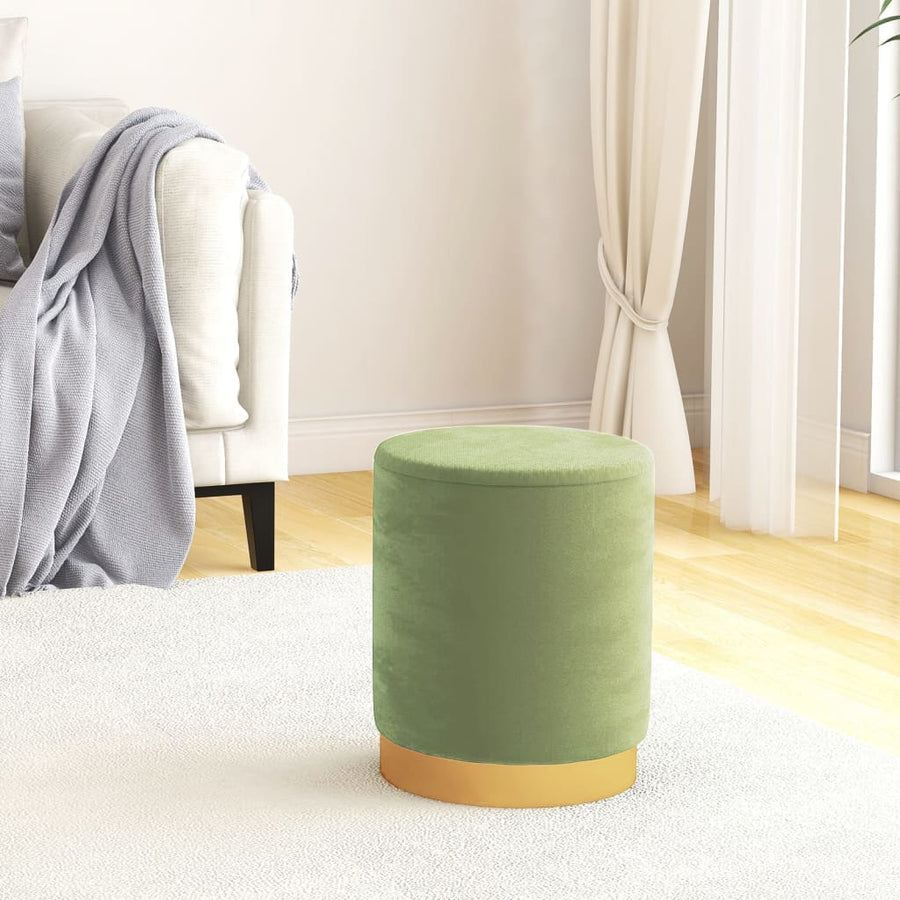Hocker Met Opbergruimte Rond Fluweel Mosterdgroen Mosterdgeel