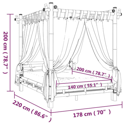Hemelbed 140x200 cm bamboe