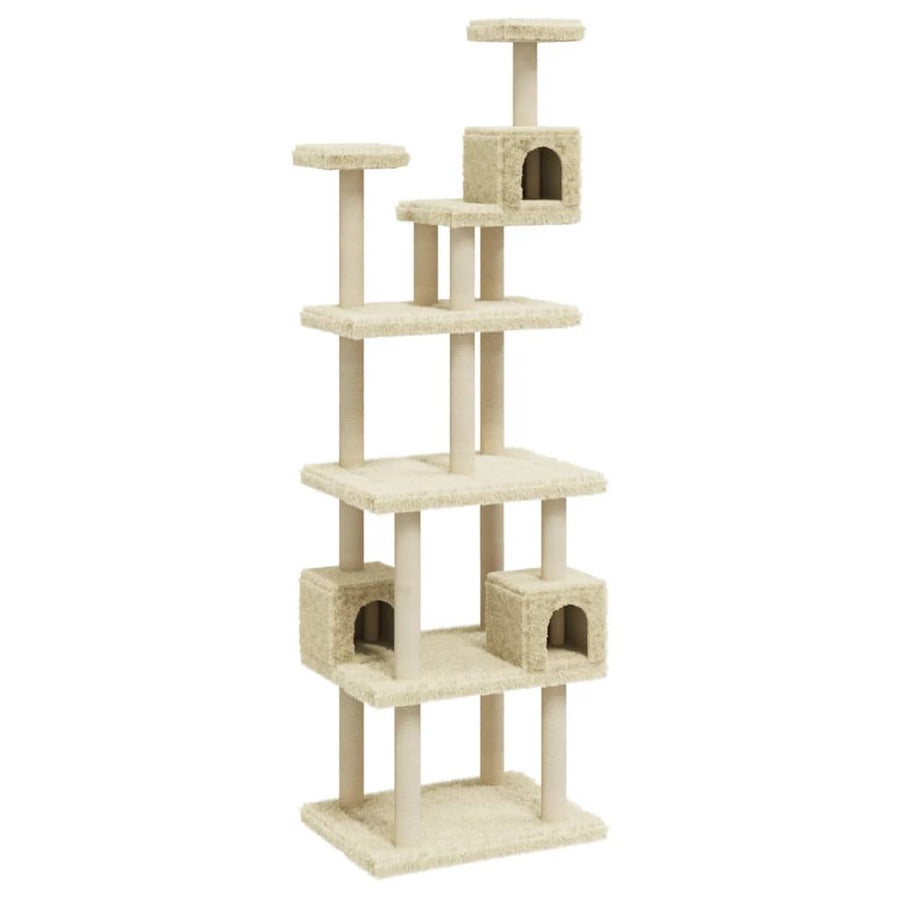 Kattenmeubel Met Sisal Krabpalen 188 Cm Kleurig Crème