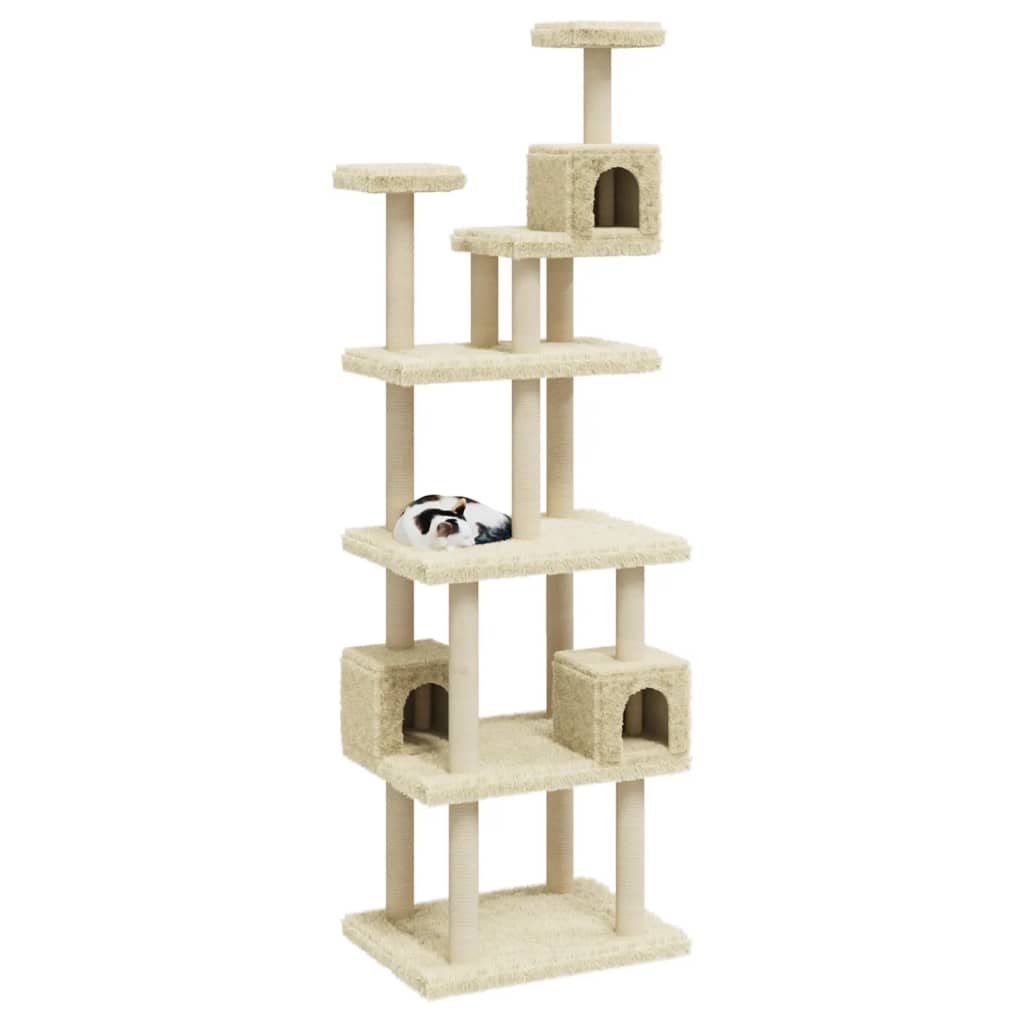 Kattenmeubel Met Sisal Krabpalen 188 Cm Kleurig Crème