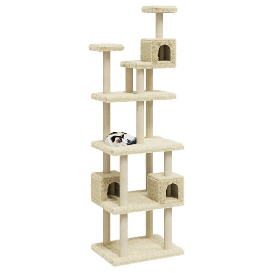 Kattenmeubel Met Sisal Krabpalen 188 Cm Kleurig Crème