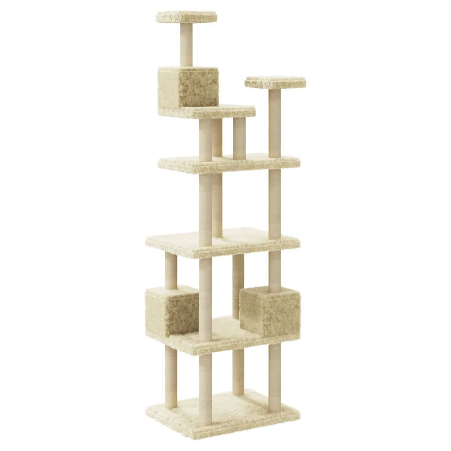 Kattenmeubel Met Sisal Krabpalen 188 Cm Kleurig Crème