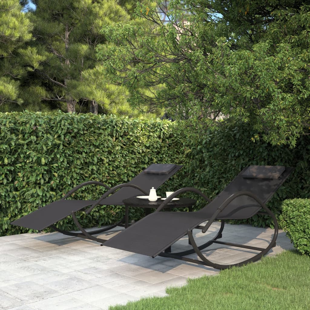 Ligbedden Schommelend Staal En Textileen 2 Zwart