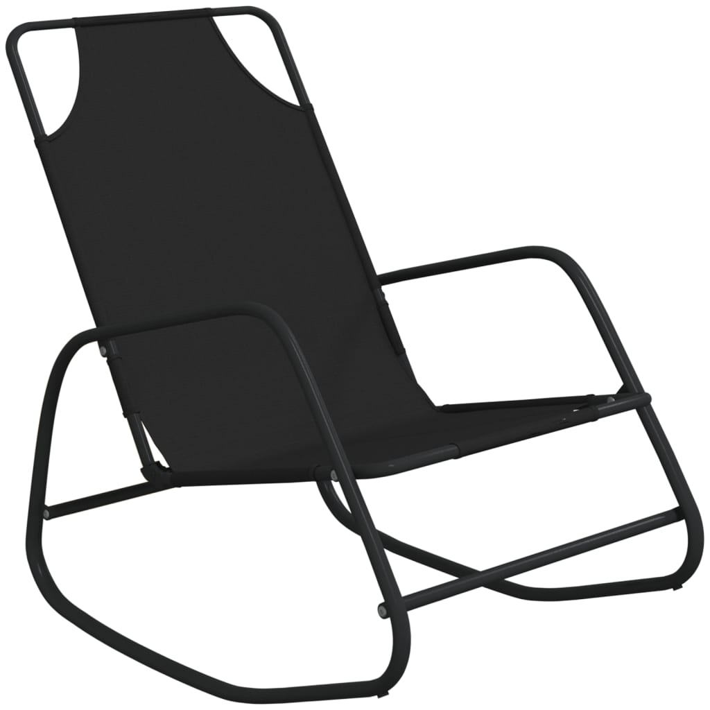 Ligstoelen Schommelend Staal En Textileen 2 Zwart