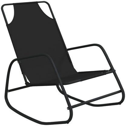 Ligstoelen Schommelend Staal En Textileen 2 Zwart