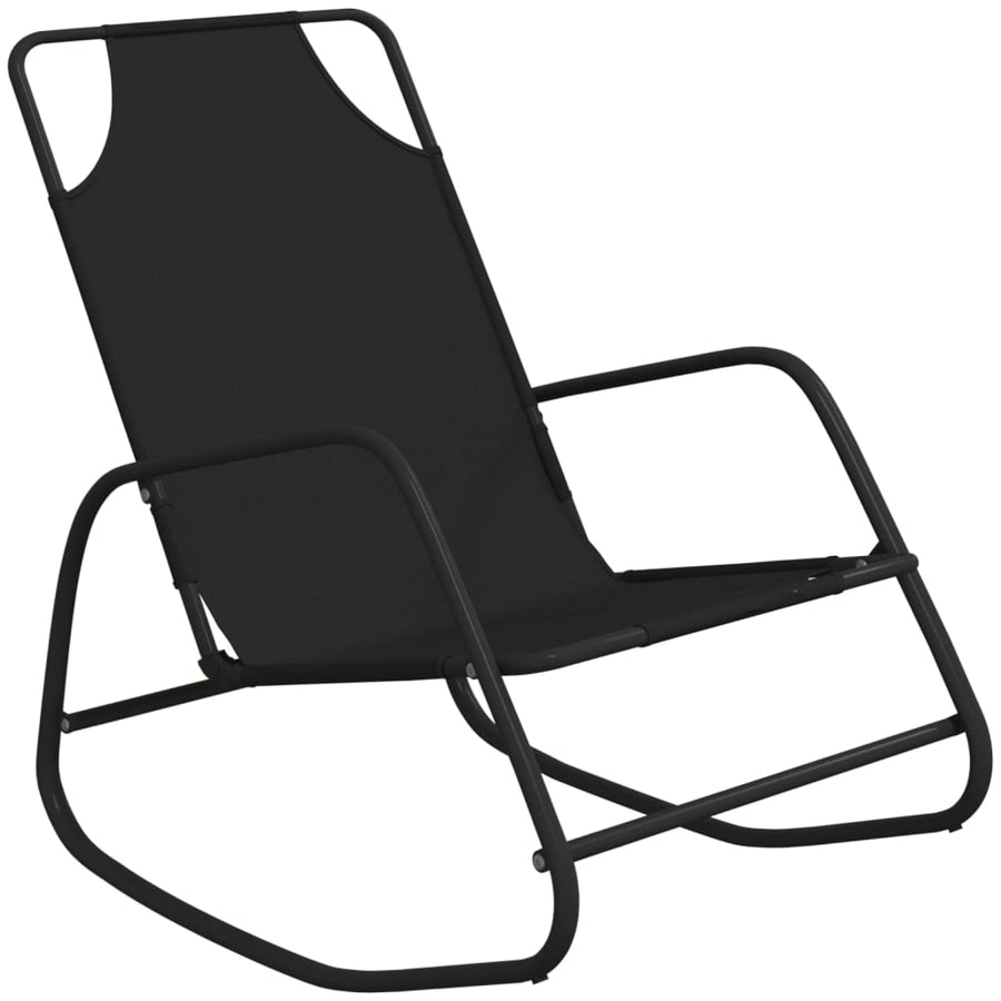Ligstoelen Schommelend Staal En Textileen 2 Zwart