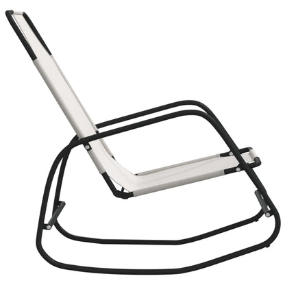 Ligstoelen Schommelend Staal En Textileen Kleurig 2 Crème