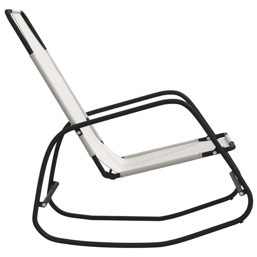 Ligstoelen Schommelend Staal En Textileen Kleurig 2 Crème