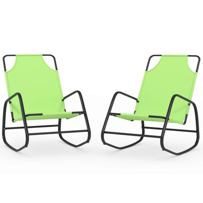 Ligstoelen Schommelend Staal En Textileen 2 Groen