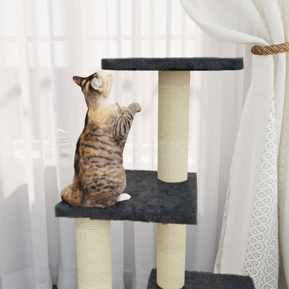 Kattenmeubel met sisal krabpalen 92 cm donkergrijs Donkergrijs